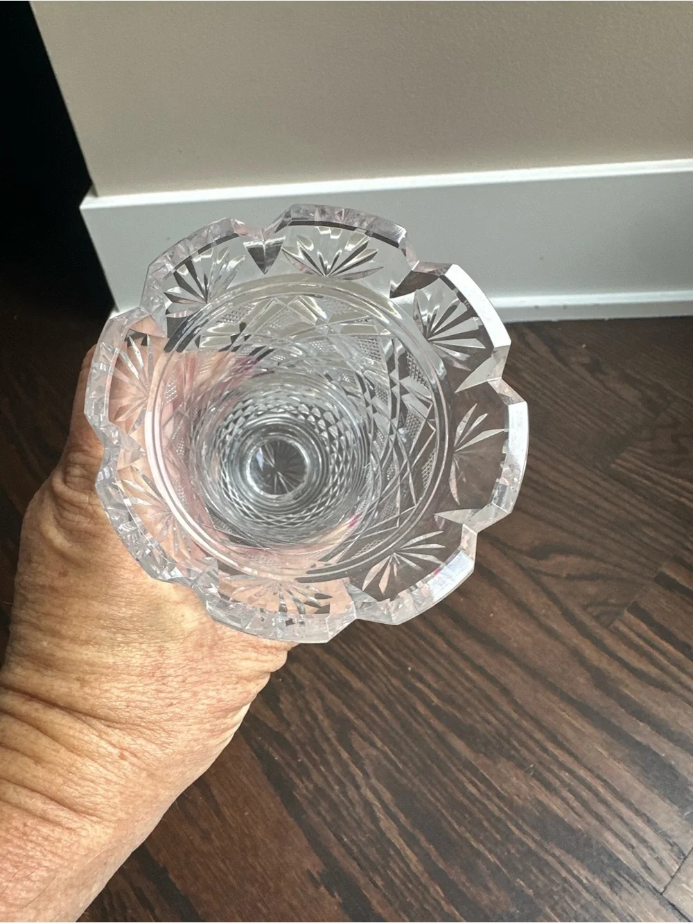 Waterford Crystal Georgian Strawberry Cut Crystal Vase Castle Top